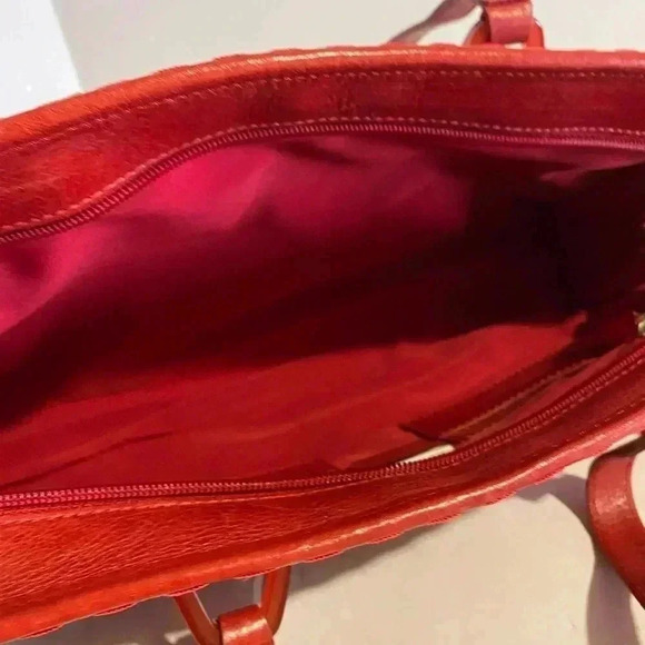 Cole Haan red leather satchel handbag - Picture 8 of 14